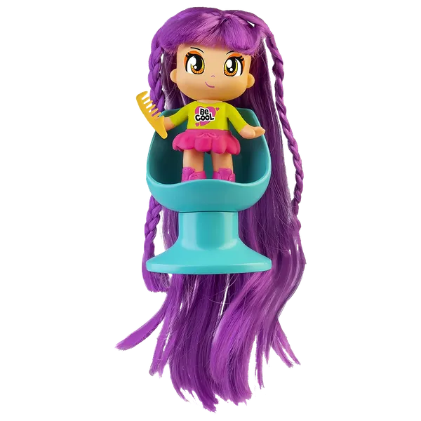 Muñeca Súper Melena Famosa + Silla de Peluquería con Accesorios para el Pelo